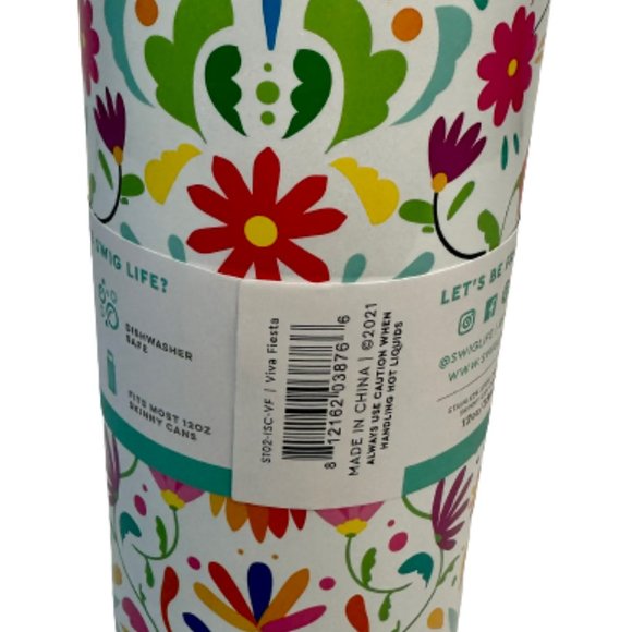 Swig Life Skinny 12 oz. Skinny Can Cooler In Viva Fiesta Print - NWT - Picture 2 of 3